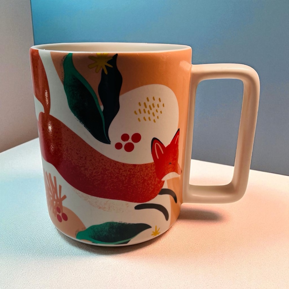 Starbucks Multicolor Holiday Fox 12 oz Mug 2019 Collectible